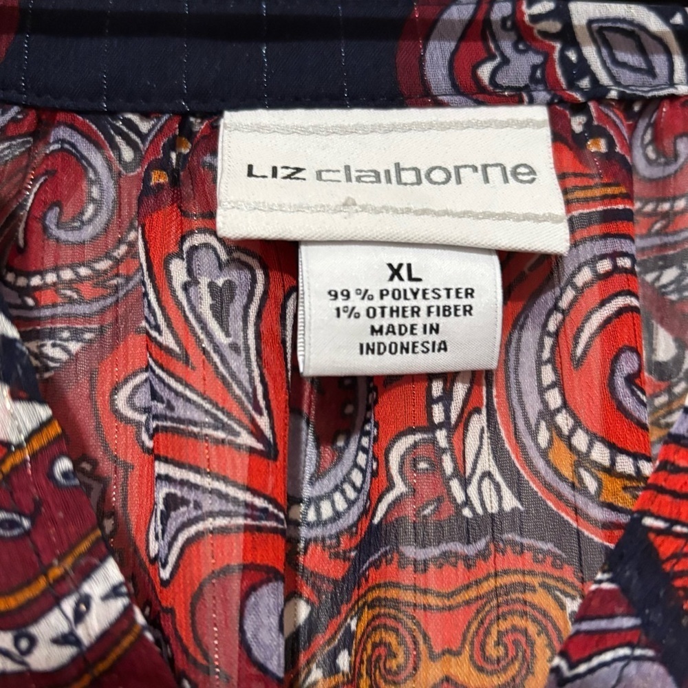 NWT Liz Claiborne Sheer Paisley Print Blouse & Cami Set Boho Women's Size XL - Picture 3 of 16